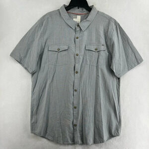 O'Neill Button-Up Shirt Men's Sz 2XL Gray Regular Fit Double Pocket Collared